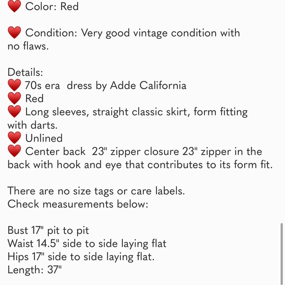 ADDE Originals CALIFORNIA  1960s high neck Red knit Dress Size Small/medium - Picture 7 of 7